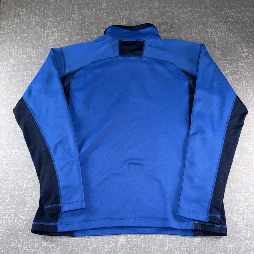 North Face Pullover Mens Large Blue Fleece 1/4 Zip Mock Neck Outdoor Hiking Top